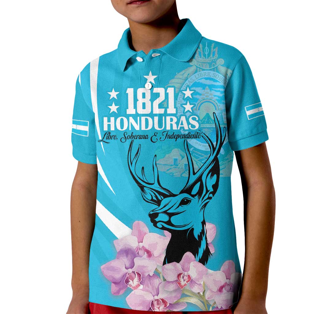 Personalized Honduras Independence Day Kid Polo Shirt With White Tailed Deer - Wonder Print Shop