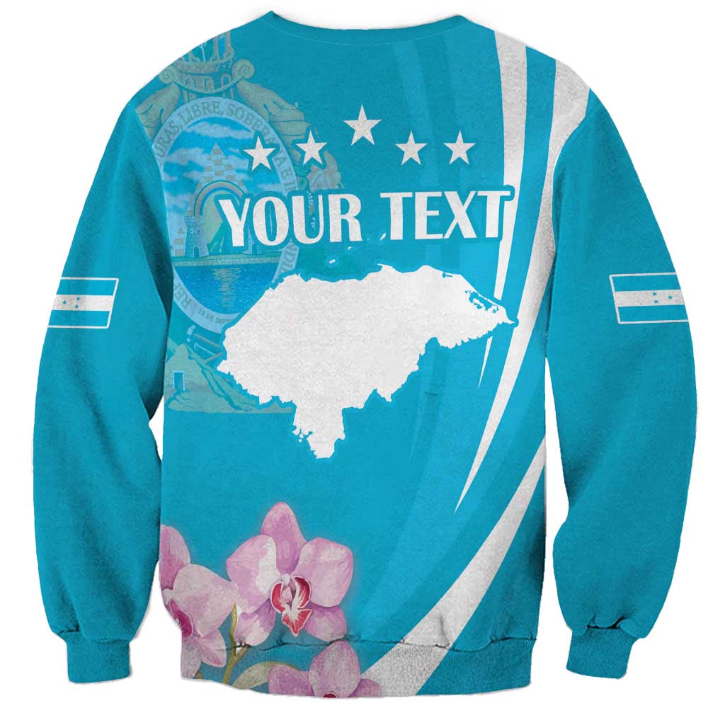 Blue unisex sweatshirt with Honduras map, stars, and floral deer graphic