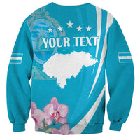Blue unisex sweatshirt with Honduras map, stars, and floral deer graphic