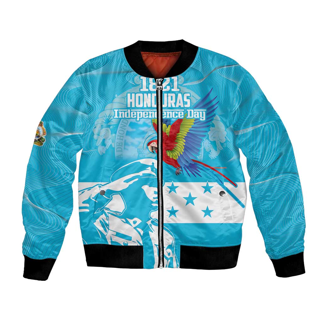 Personalized Honduras Scarlet Macaw Bomber Jacket Happy Independence Day 1821 - Wonder Print Shop