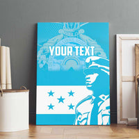 Blue canvas wall art featuring 'YOUR TEXT', white statue profile and stars