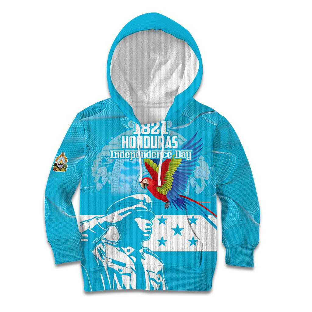 Personalized Honduras Scarlet Macaw Kid Hoodie Happy Independence Day 1821 - Wonder Print Shop