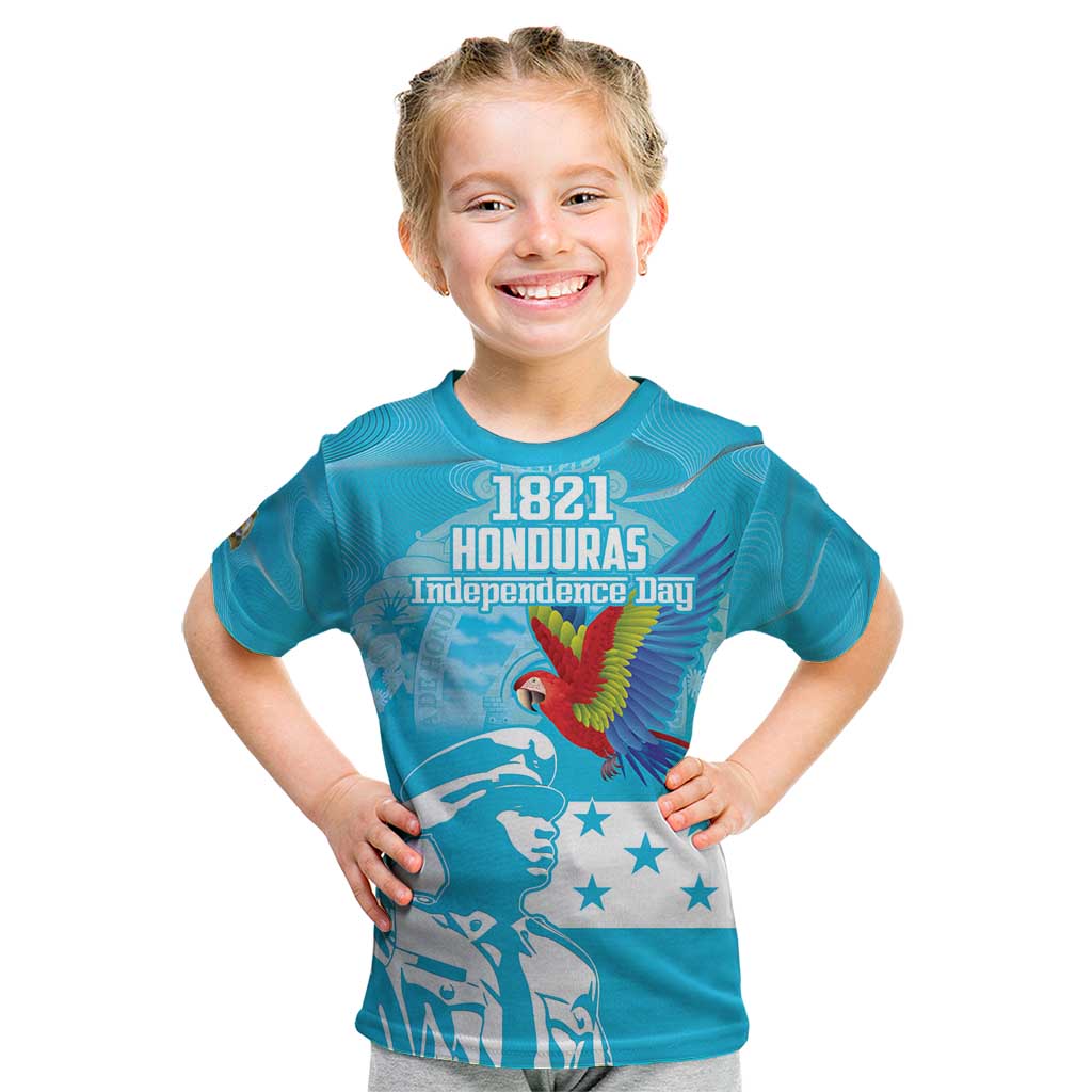 Personalized Honduras Scarlet Macaw Kid T Shirt Happy Independence Day 1821 - Wonder Print Shop