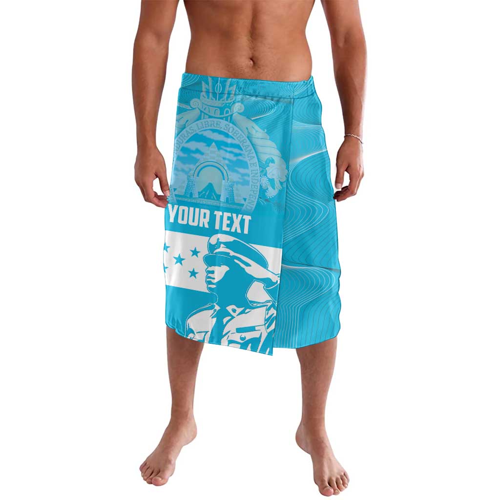 Blue personalized graphic shorts with drawstring waist and knee-length design