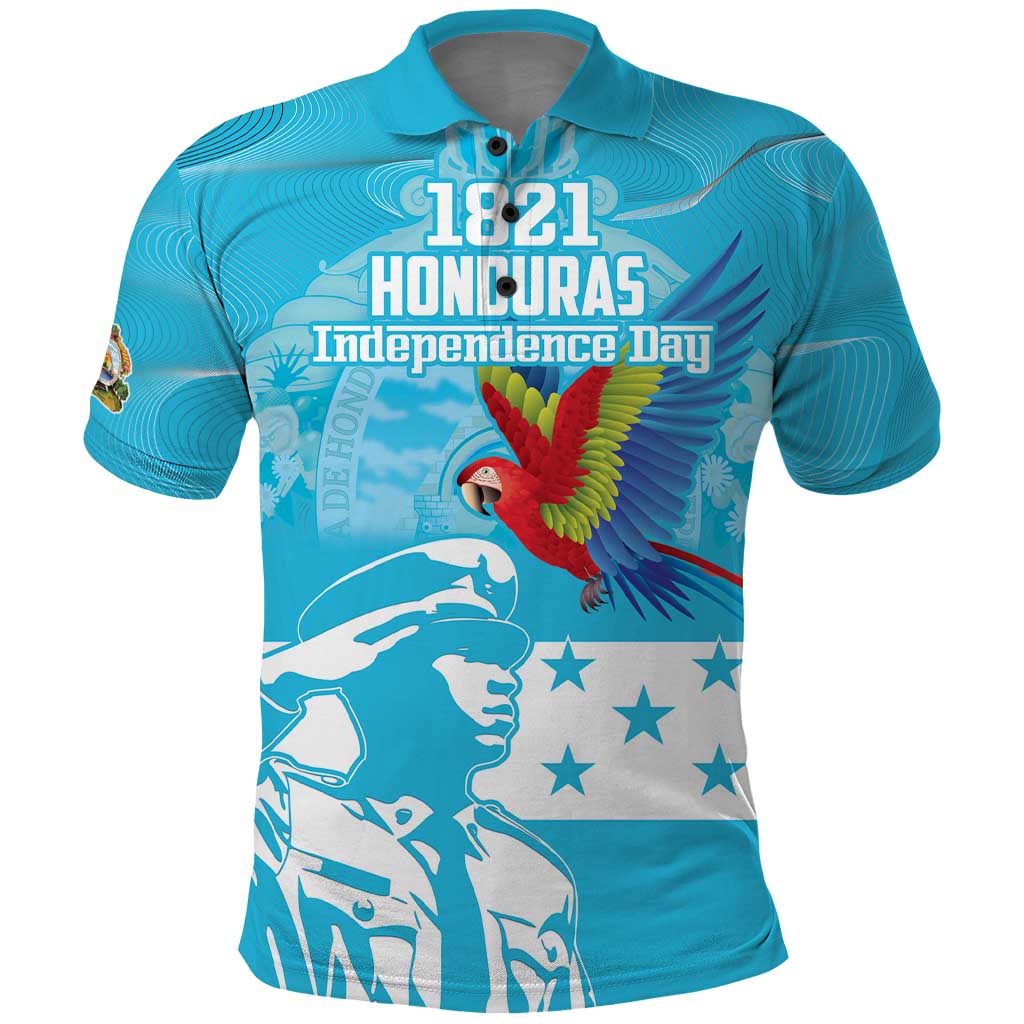 Personalized Honduras Scarlet Macaw Polo Shirt Happy Independence Day 1821 - Wonder Print Shop