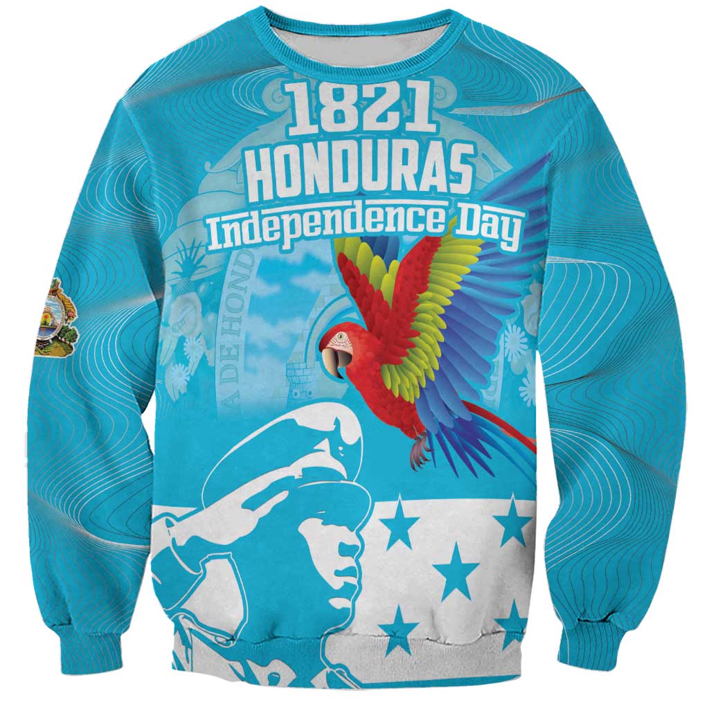 Personalized Honduras Scarlet Macaw Sweatshirt Happy Independence Day 1821 - Wonder Print Shop