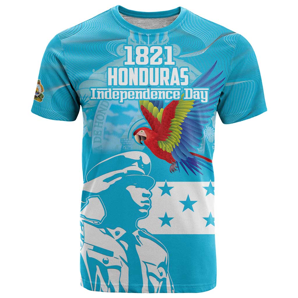 Personalized Honduras Scarlet Macaw T Shirt Happy Independence Day 1821 - Wonder Print Shop