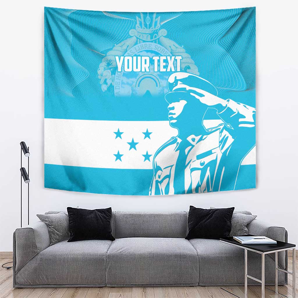 Blue and white Independence Day wall tapestry with profile figure, stars, and “YOUR TEXT”