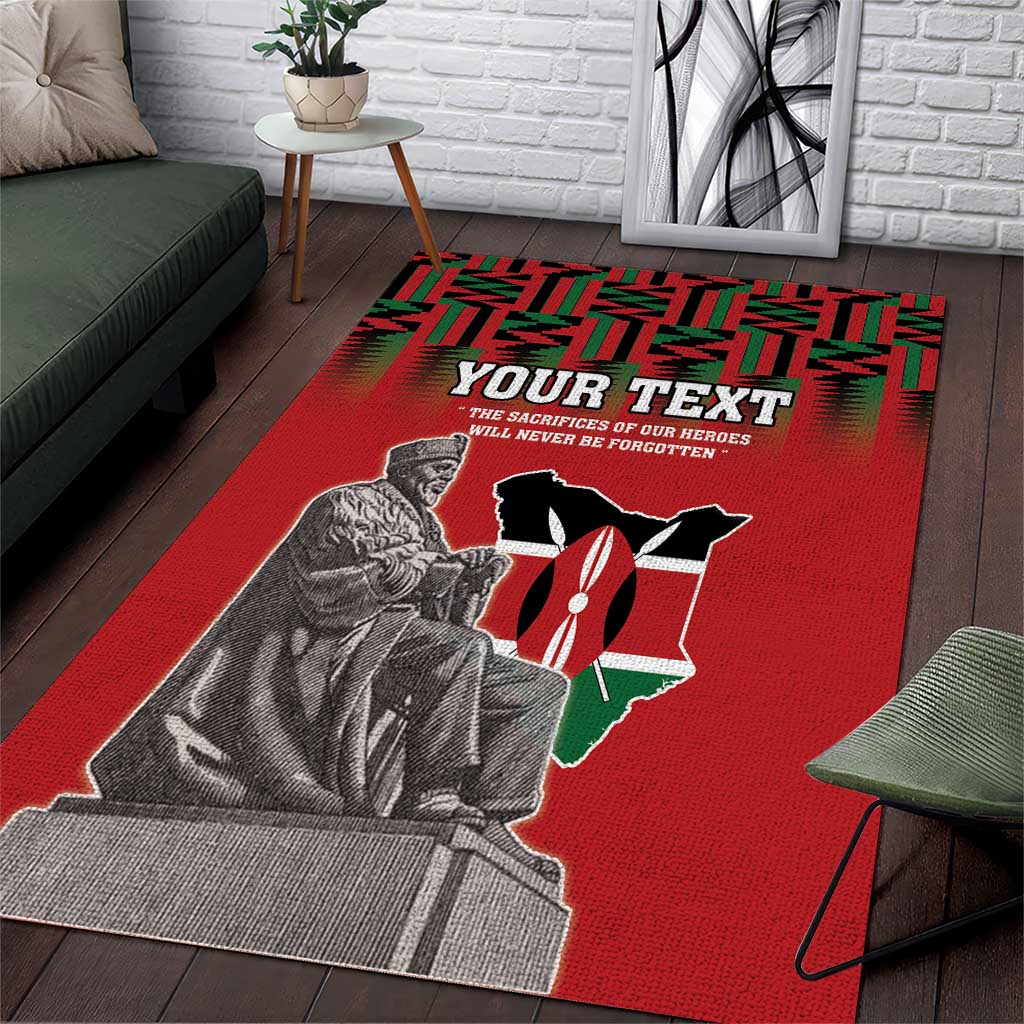 Personalized Kenya Mashujaa Day Area Rug Mzee Jomo Kenyatta With Coat Of Arms