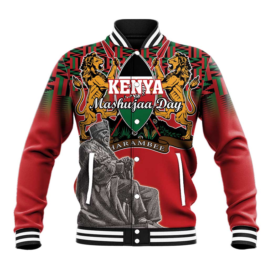 Personalized Kenya Mashujaa Day Baseball Jacket Mzee Jomo Kenyatta With Coat Of Arms