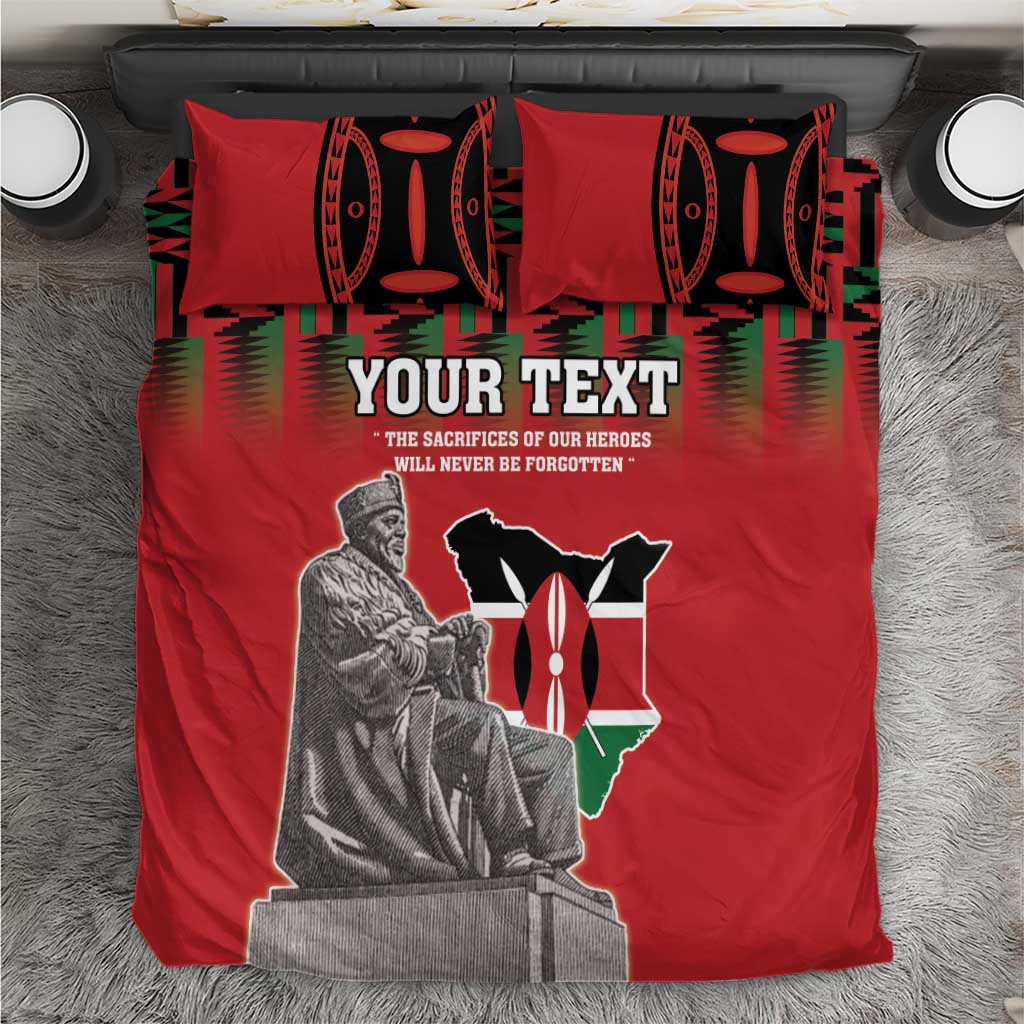 Personalized Kenya Mashujaa Day Bedding Set Mzee Jomo Kenyatta With Coat Of Arms