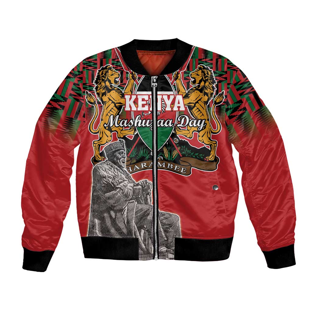 Personalized Kenya Mashujaa Day Bomber Jacket Mzee Jomo Kenyatta With Coat Of Arms