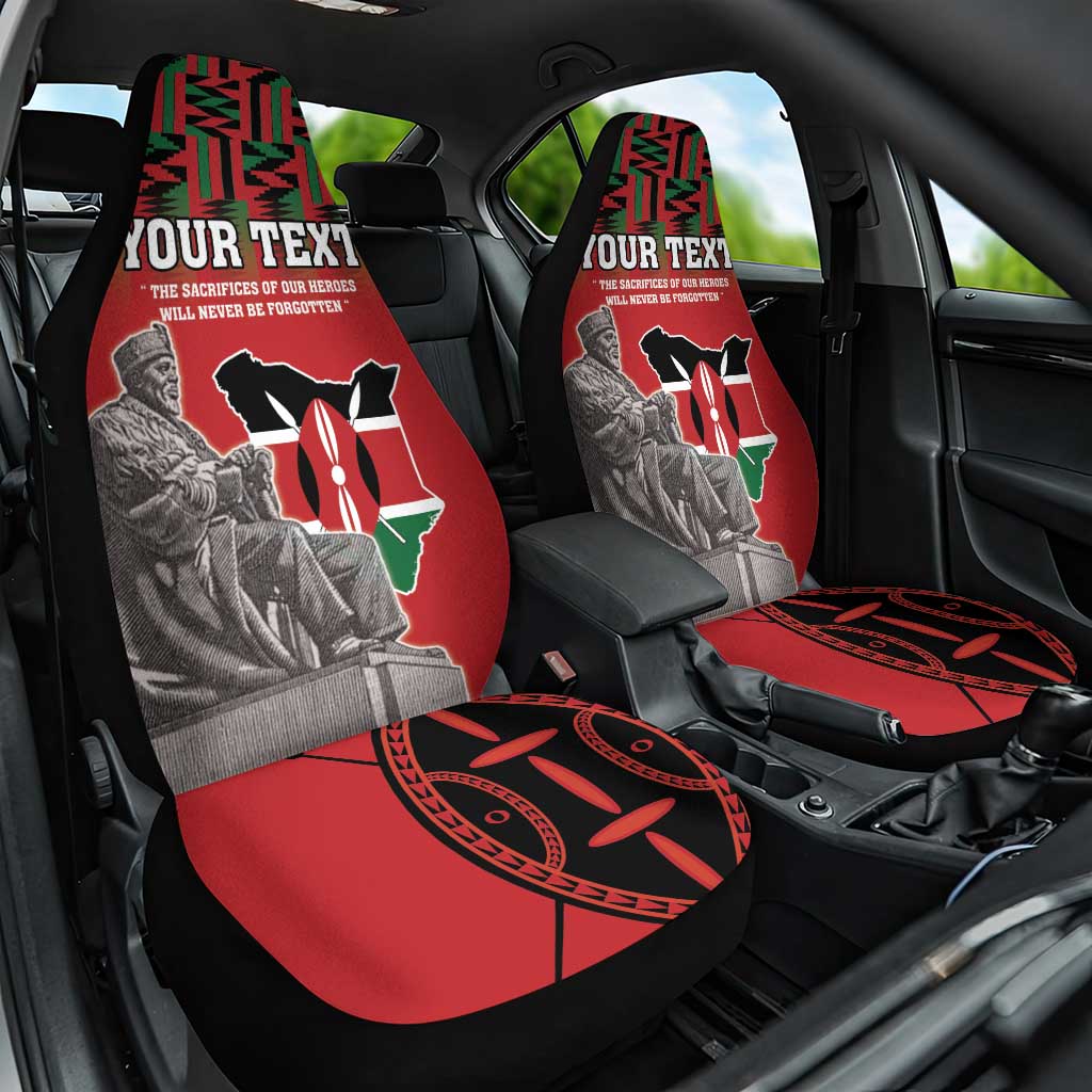 Personalized Kenya Mashujaa Day Car Seat Cover Mzee Jomo Kenyatta With Coat Of Arms