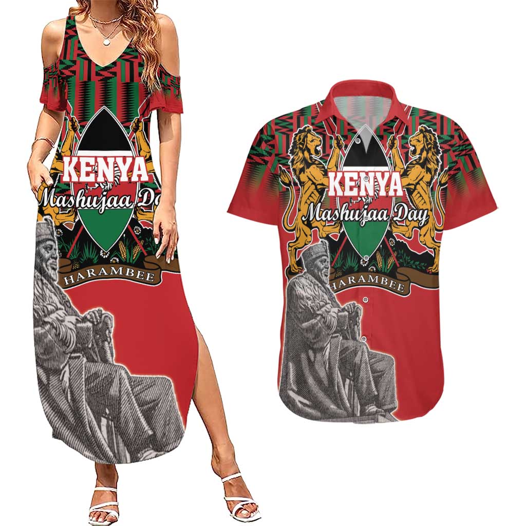 Personalized Kenya Mashujaa Day Couples Matching Summer Maxi Dress and Hawaiian Shirt Mzee Jomo Kenyatta With Coat Of Arms