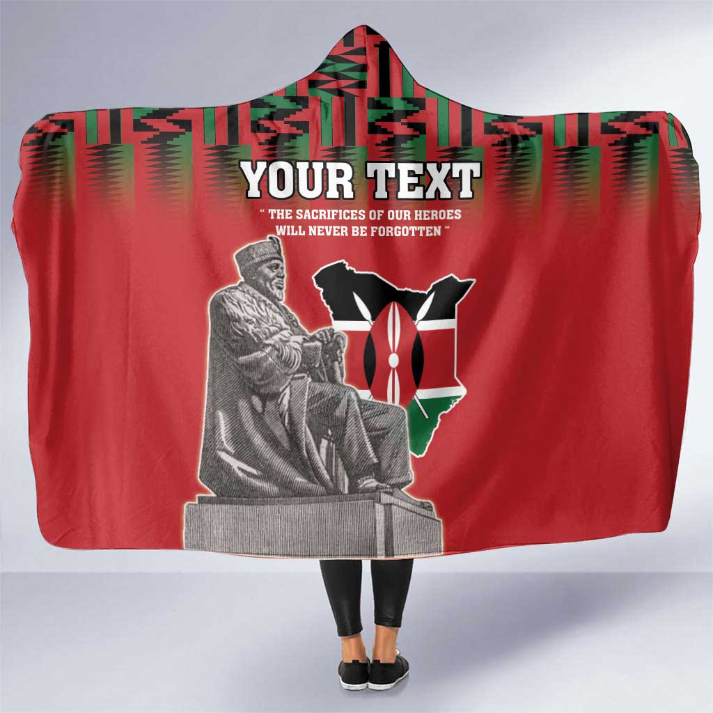 Personalized Kenya Mashujaa Day Hooded Blanket Mzee Jomo Kenyatta With Coat Of Arms