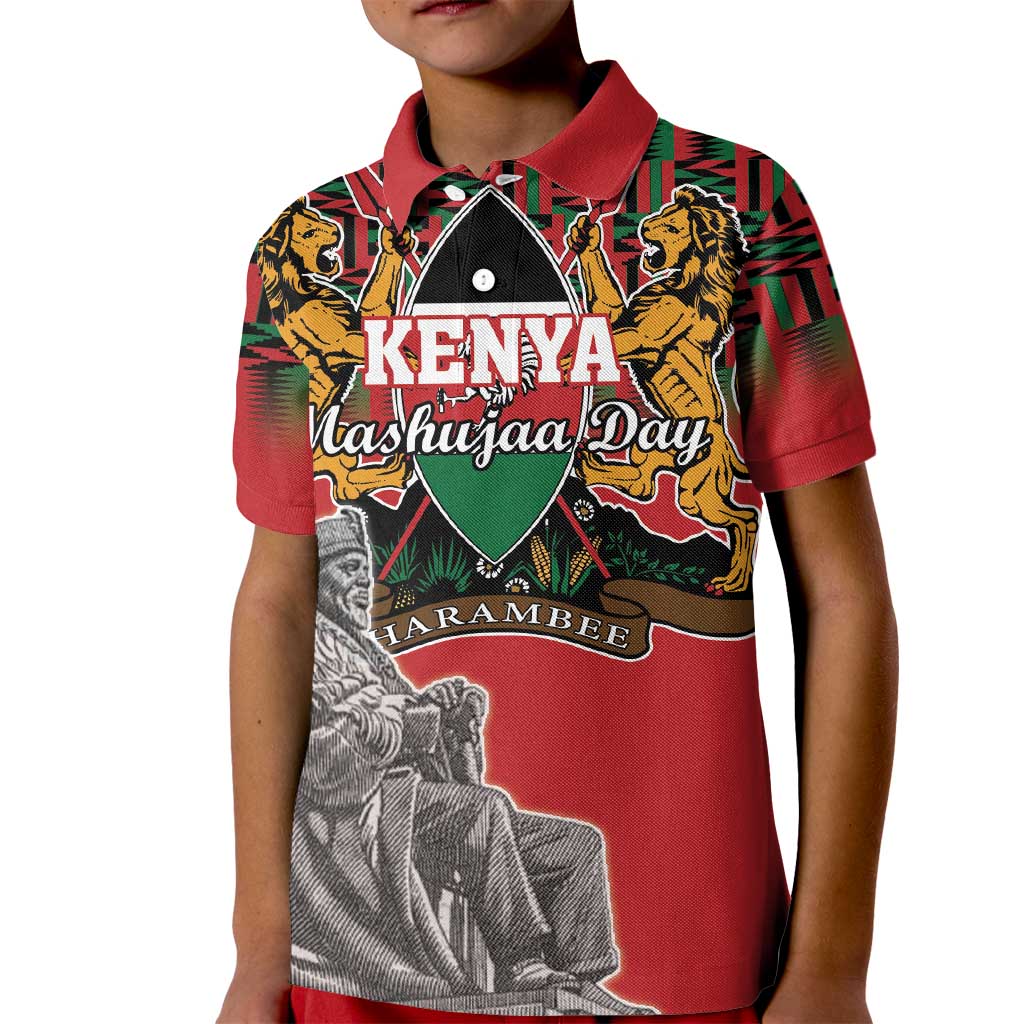 Personalized Kenya Mashujaa Day Kid Polo Shirt Mzee Jomo Kenyatta With Coat Of Arms