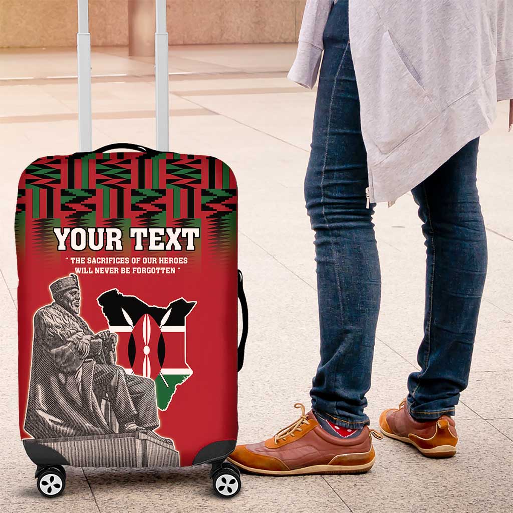 Personalized Kenya Mashujaa Day Luggage Cover Mzee Jomo Kenyatta With Coat Of Arms