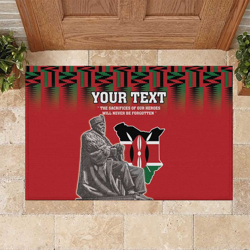 Personalized Kenya Mashujaa Day Rubber Doormat Mzee Jomo Kenyatta With Coat Of Arms