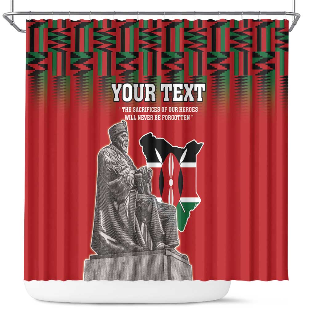 Personalized Kenya Mashujaa Day Shower Curtain Mzee Jomo Kenyatta With Coat Of Arms