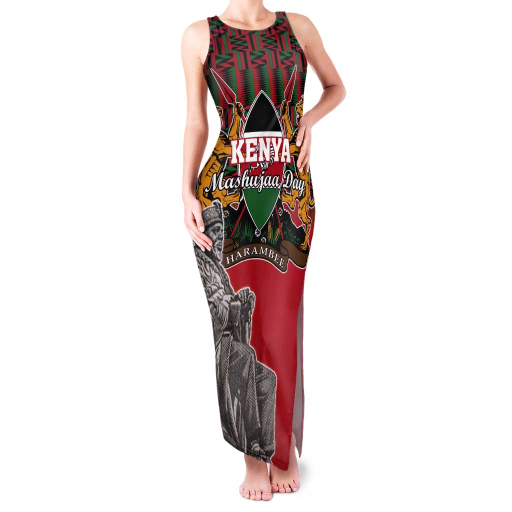 Personalized Kenya Mashujaa Day Tank Maxi Dress Mzee Jomo Kenyatta With Coat Of Arms