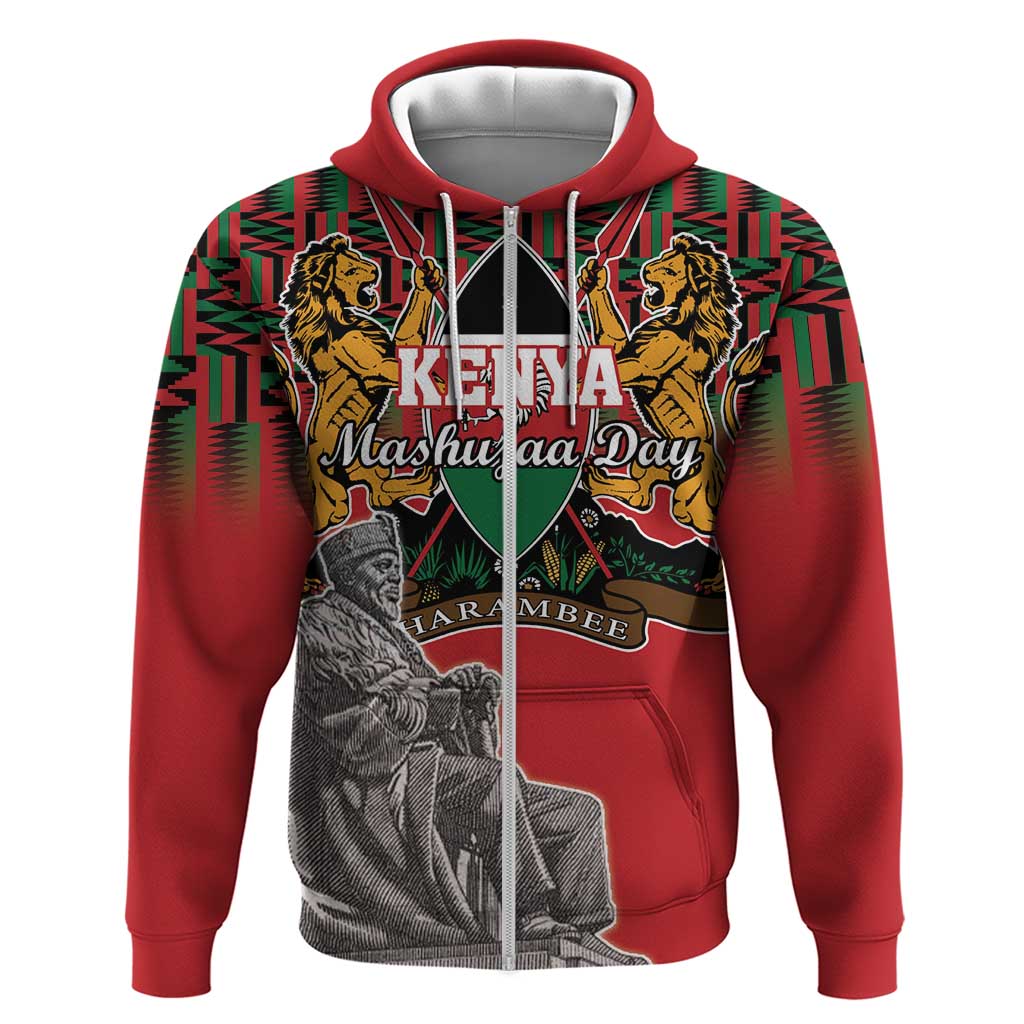 Personalized Kenya Mashujaa Day Zip Hoodie Mzee Jomo Kenyatta With Coat Of Arms