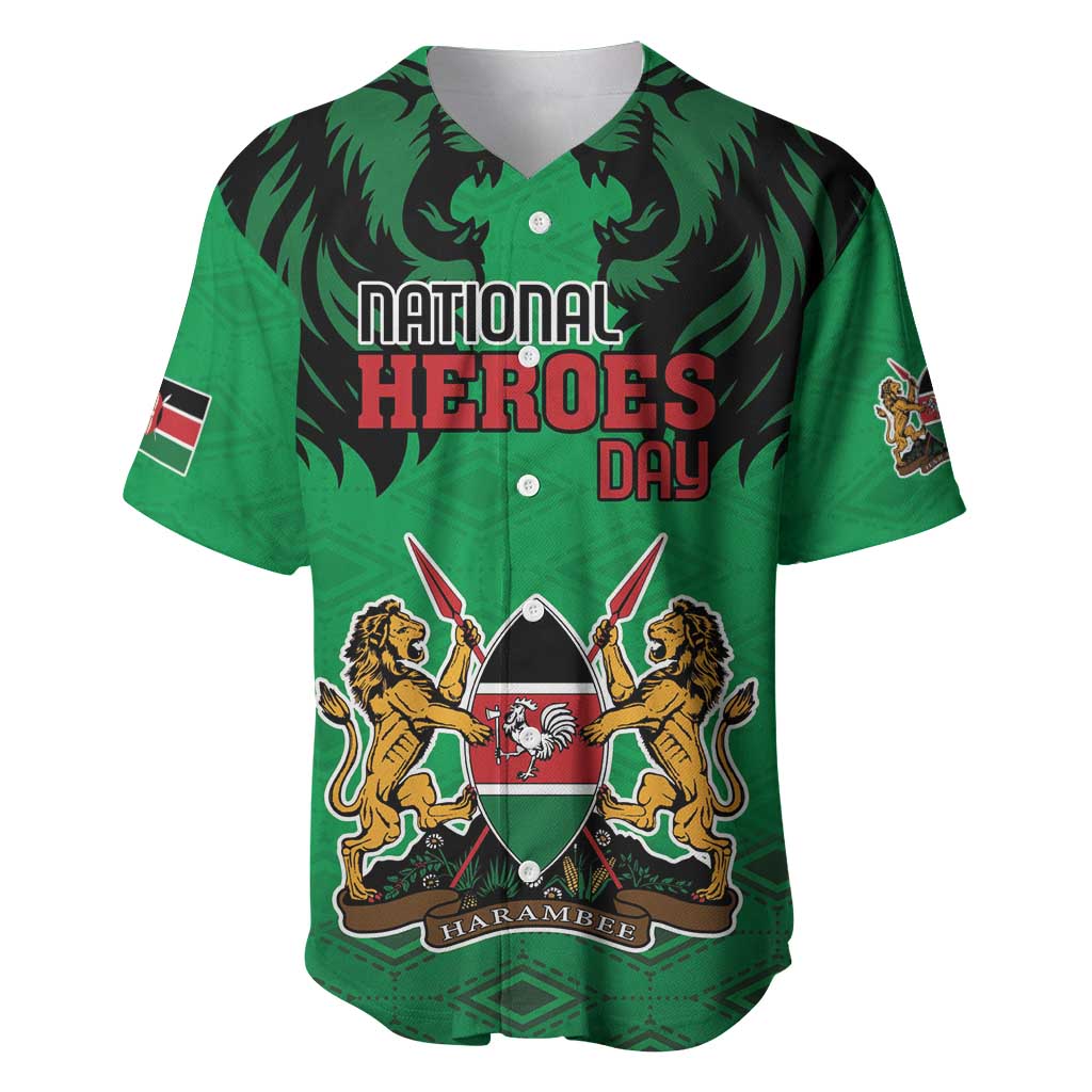 Kenya National Heroes Day Baseball Jersey Mashujaa With Lion Head And Coat Of Arms