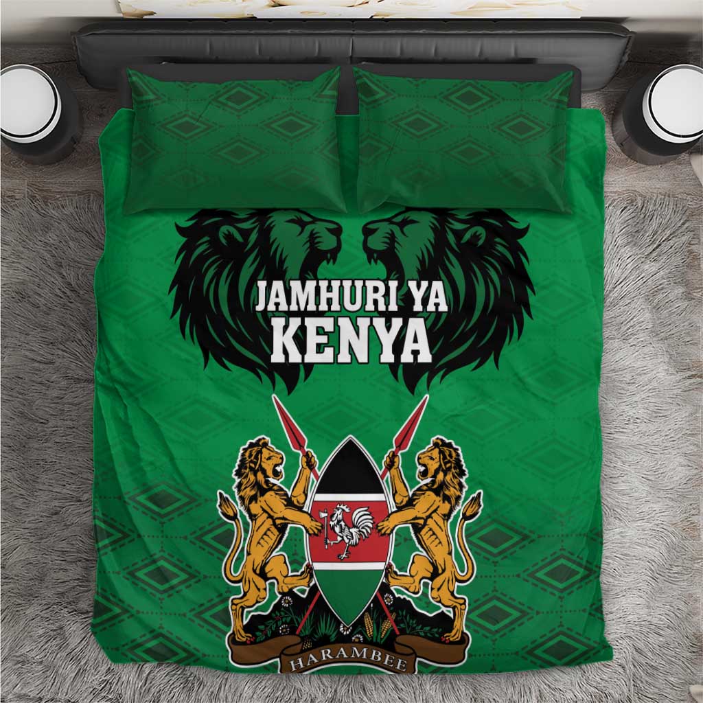 Kenya National Heroes Day Bedding Set Mashujaa With Lion Head And Coat Of Arms