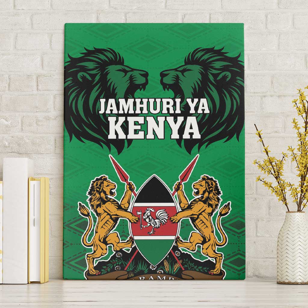 Kenya National Heroes Day Canvas Wall Art Mashujaa With Lion Head And Coat Of Arms