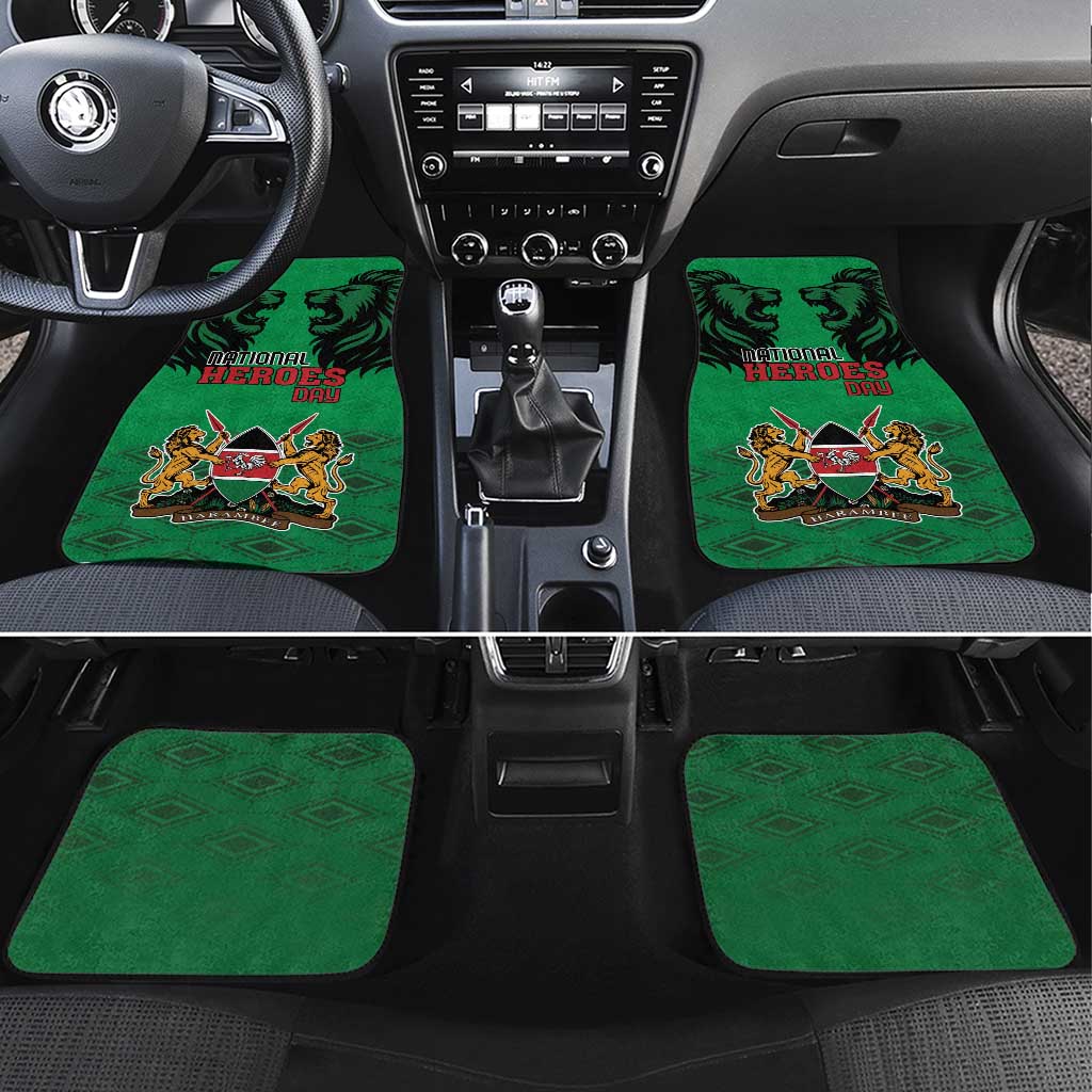 Kenya National Heroes Day Car Mats Mashujaa With Lion Head And Coat Of Arms