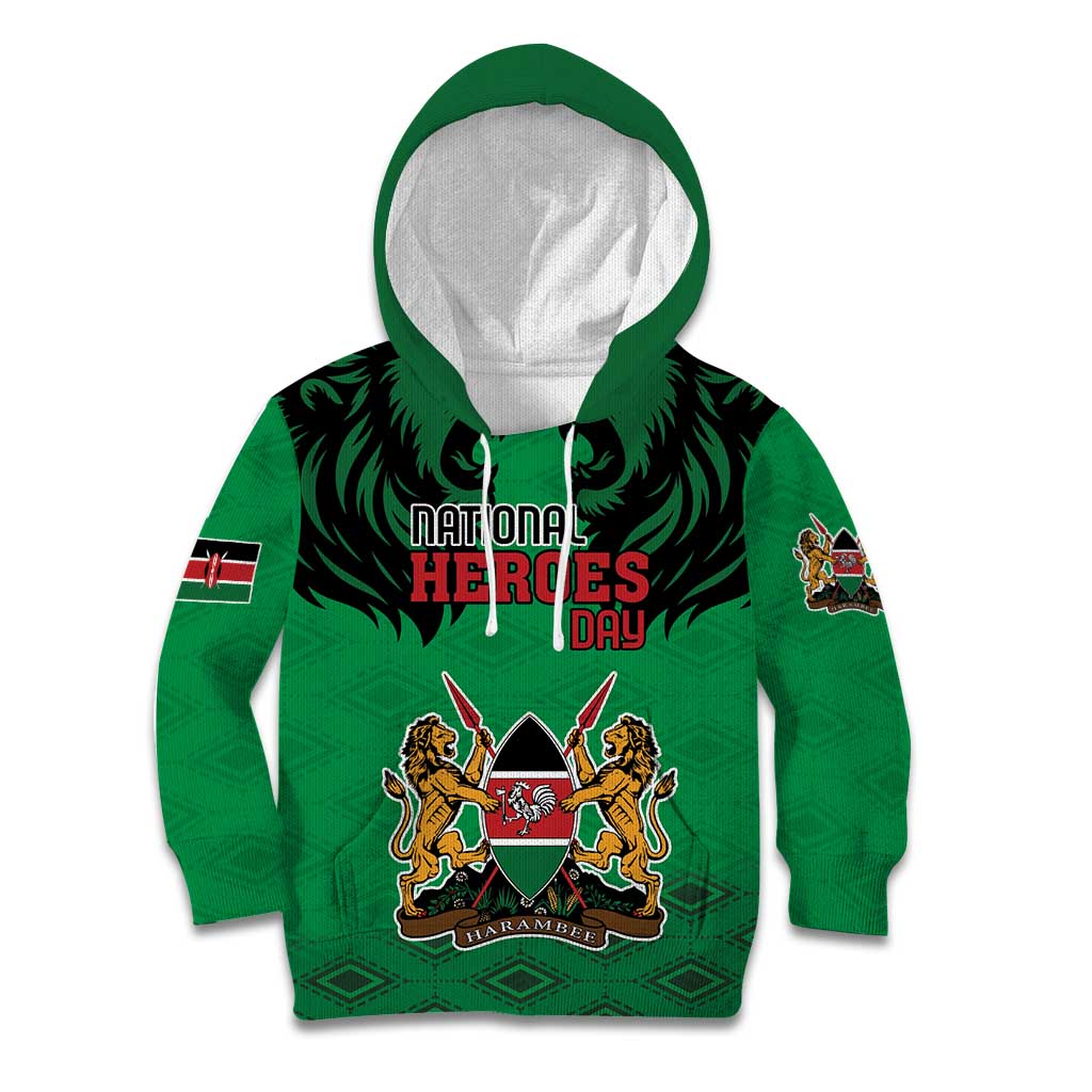 Kenya National Heroes Day Kid Hoodie Mashujaa With Lion Head And Coat Of Arms