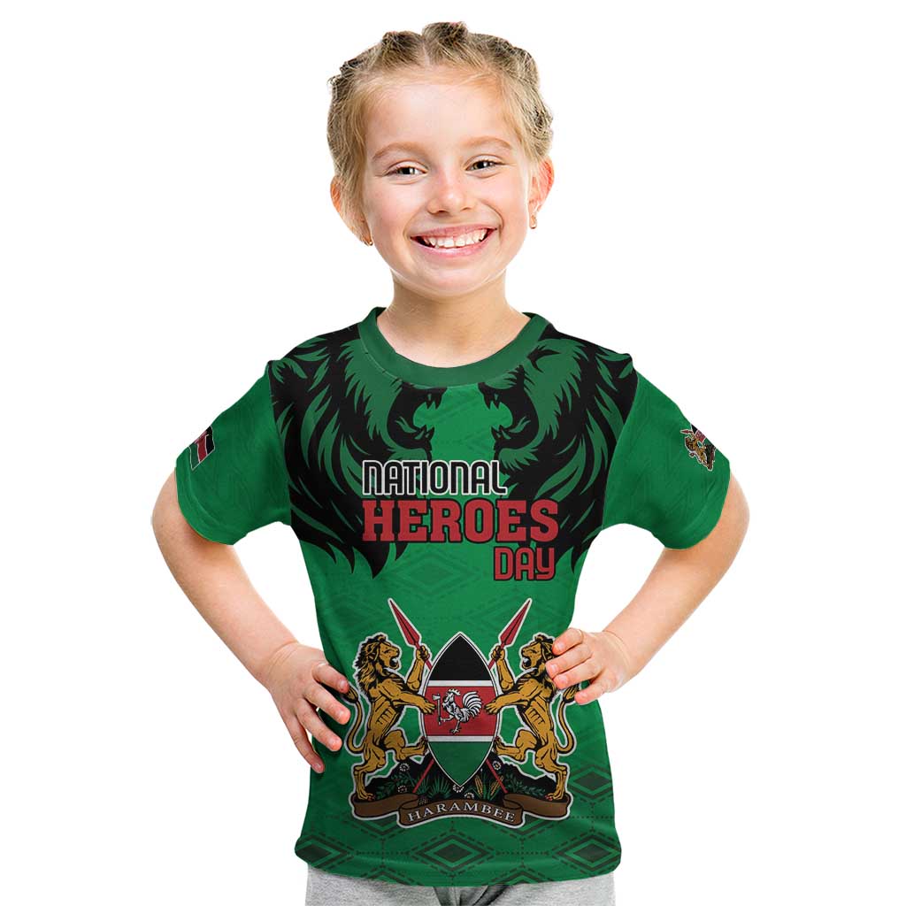 Kenya National Heroes Day Kid T Shirt Mashujaa With Lion Head And Coat Of Arms