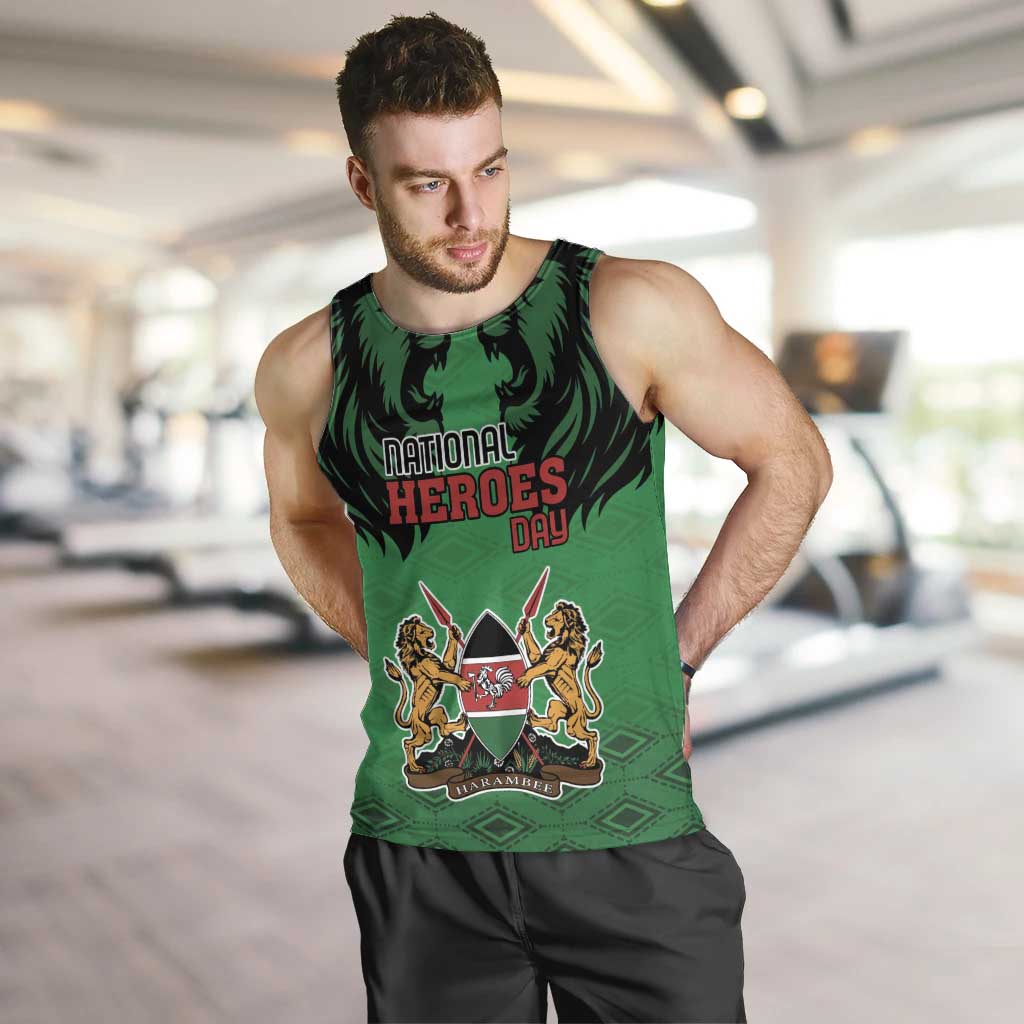 Kenya National Heroes Day Men Tank Top Mashujaa With Lion Head And Coat Of Arms