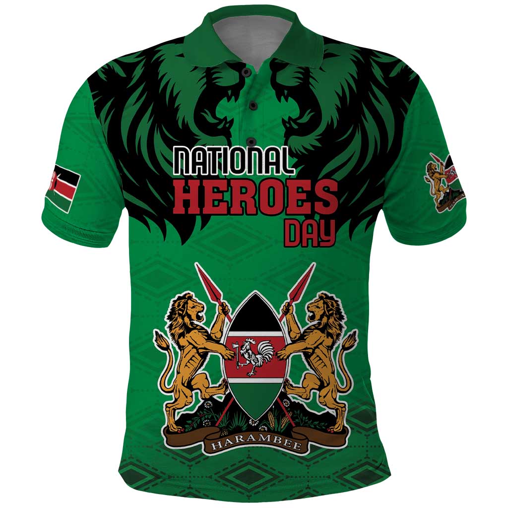 Kenya National Heroes Day Polo Shirt Mashujaa With Lion Head And Coat Of Arms