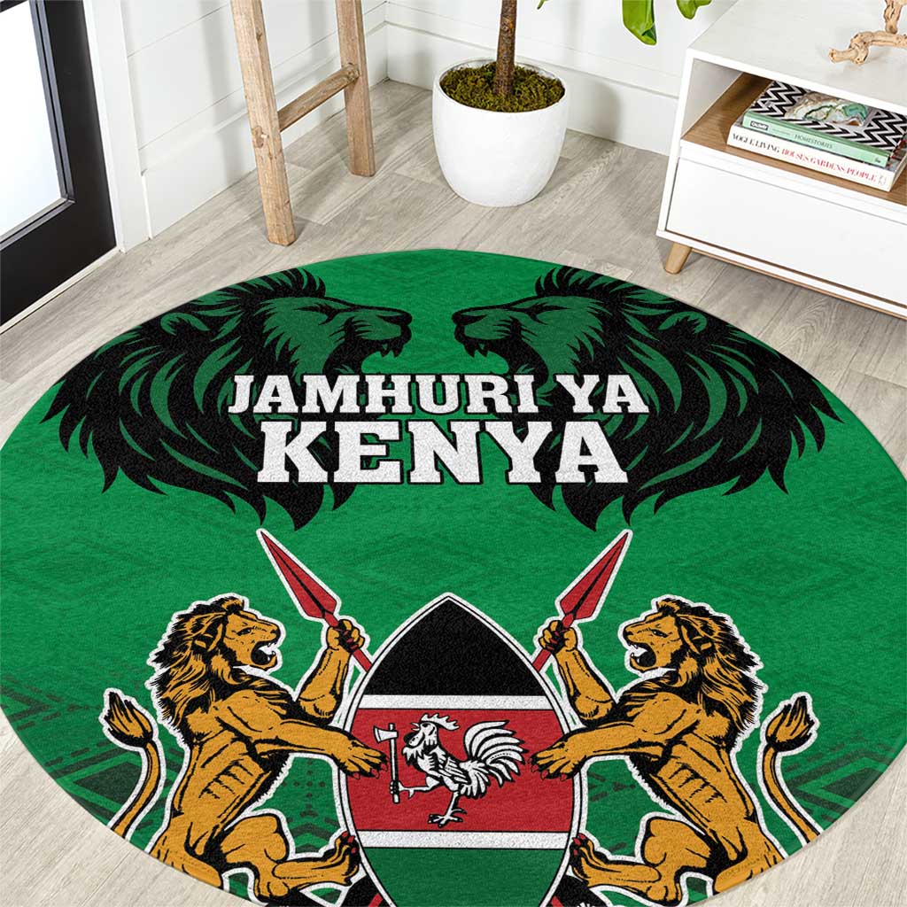 Kenya National Heroes Day Round Carpet Mashujaa With Lion Head And Coat Of Arms