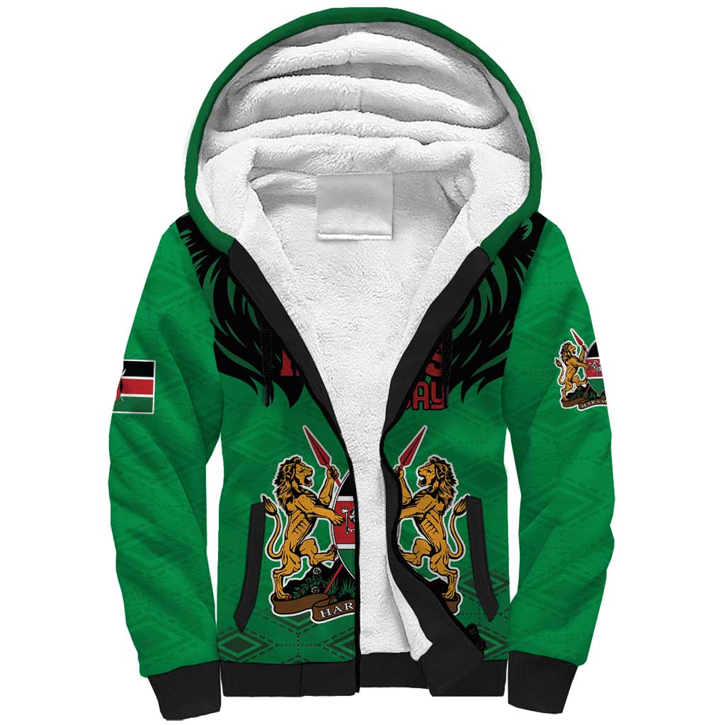 Kenya National Heroes Day Sherpa Hoodie Mashujaa With Lion Head And Coat Of Arms