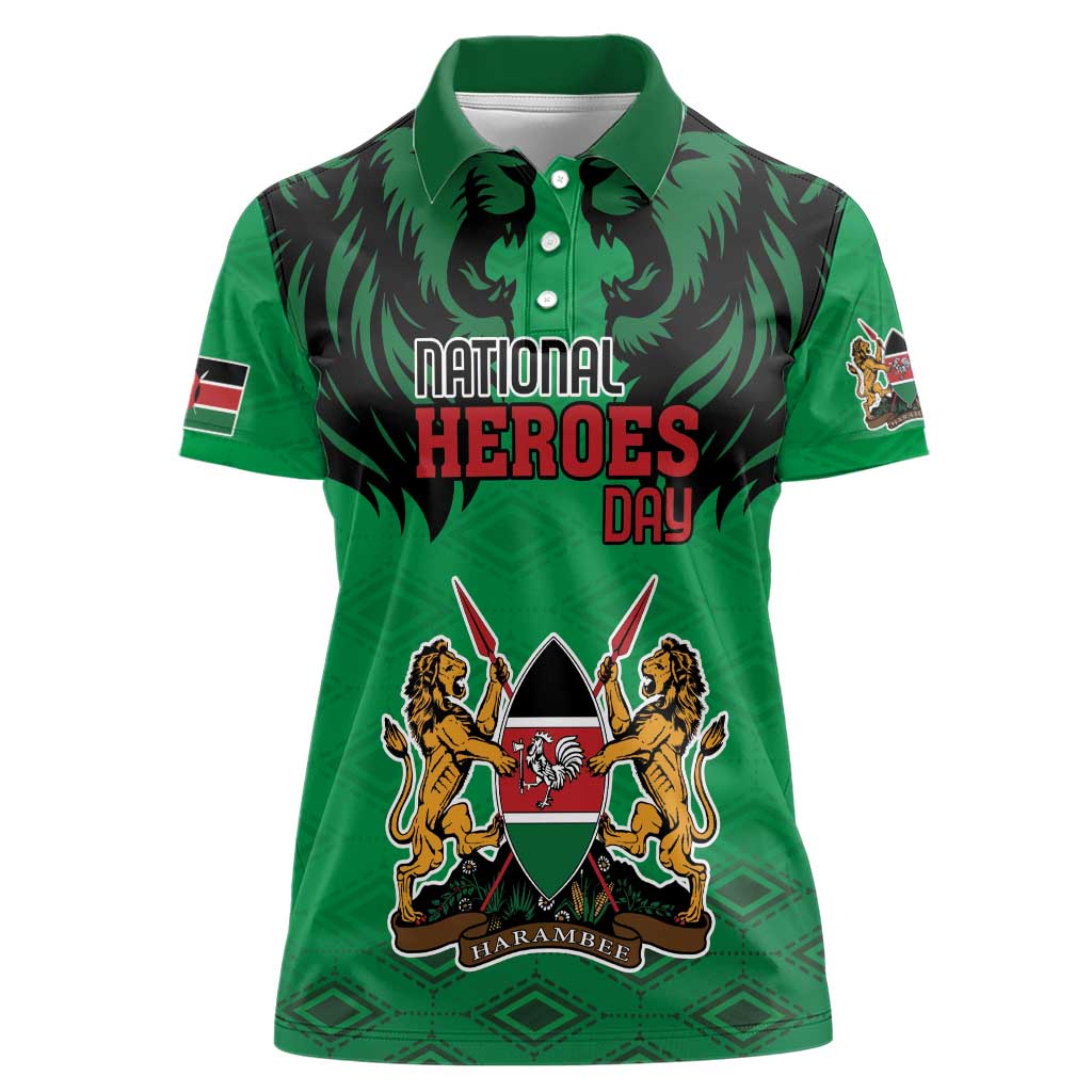 Kenya National Heroes Day Women Polo Shirt Mashujaa With Lion Head And Coat Of Arms