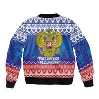 Russia Christmas Bomber Jacket Double Headed Eagle Christmas Patterns - Wonder Print Shop