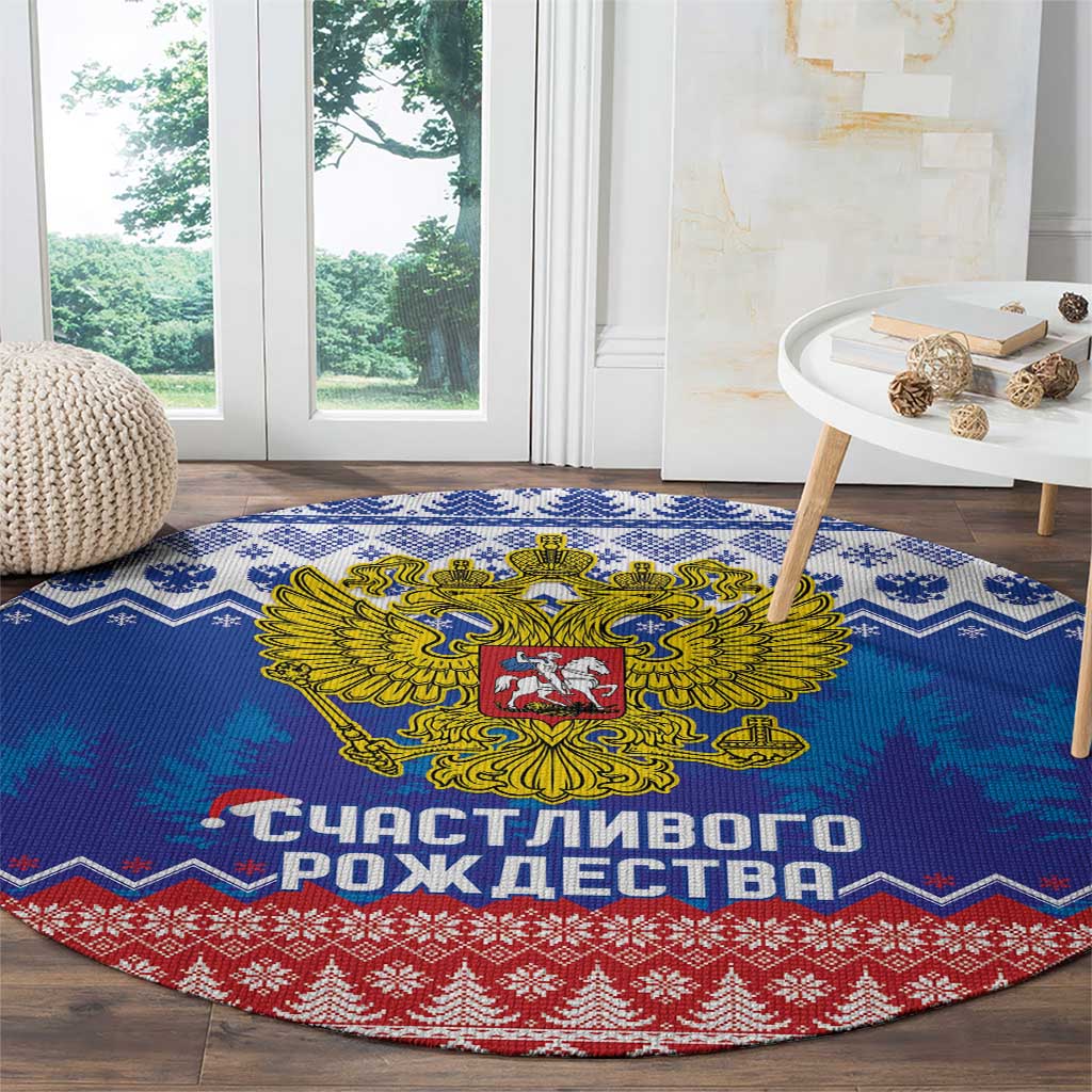Russia Christmas Round Carpet Double Headed Eagle Christmas Patterns - Wonder Print Shop