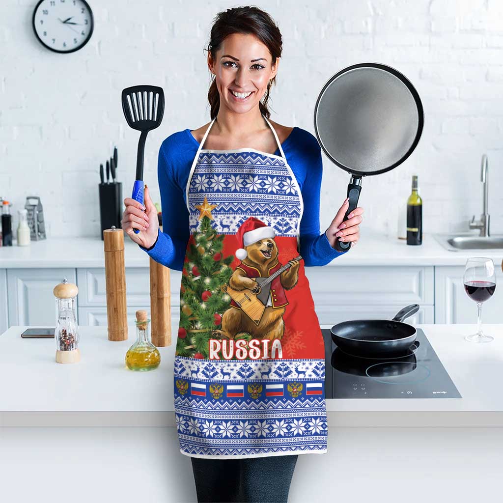 Russia Christmas Apron Brown Bear Playing Balalaika - Wonder Print Shop