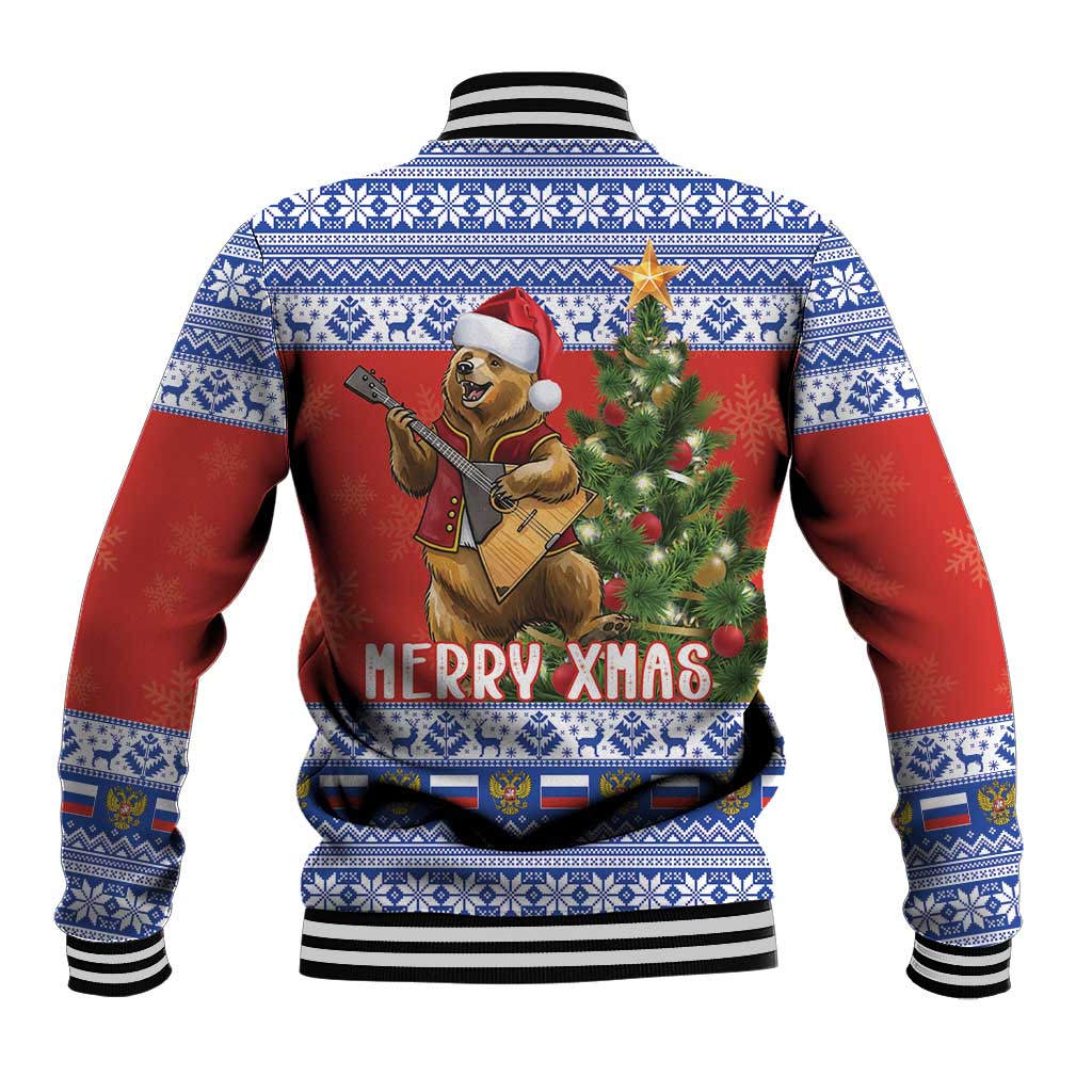 Russia Christmas Baseball Jacket Brown Bear Playing Balalaika - Wonder Print Shop