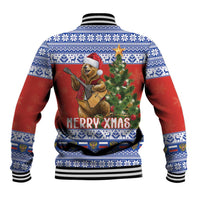 Russia Christmas Baseball Jacket Brown Bear Playing Balalaika - Wonder Print Shop