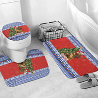 Russia Christmas Bathroom Set Brown Bear Playing Balalaika - Wonder Print Shop