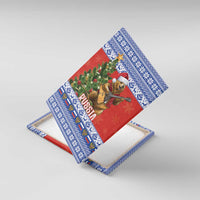 Russia Christmas Canvas Wall Art Brown Bear Playing Balalaika - Wonder Print Shop