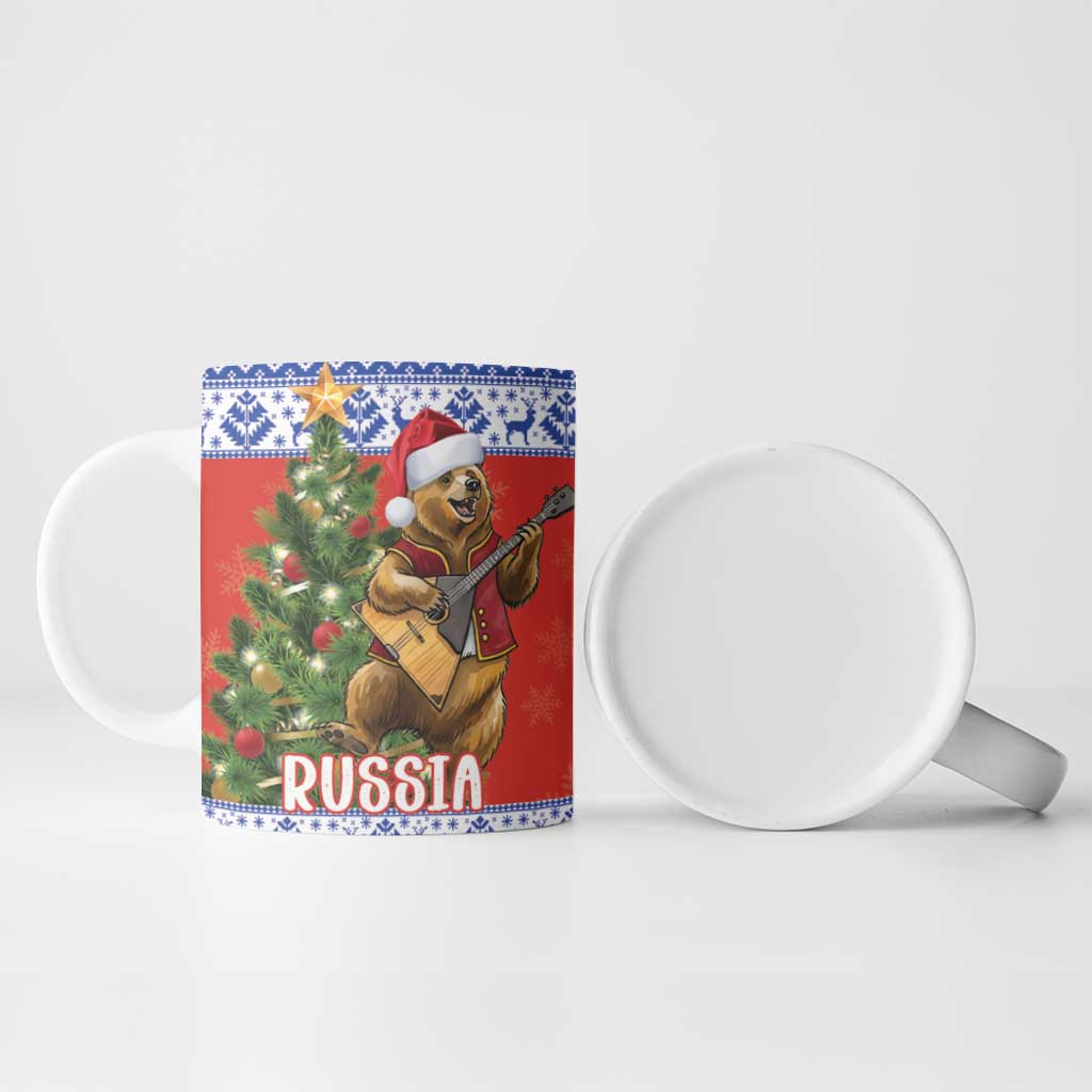 Russia Christmas Ceramic Mug Brown Bear Playing Balalaika - Wonder Print Shop