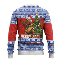 Russia Christmas Ugly Christmas Sweater Brown Bear Playing Balalaika - Wonder Print Shop