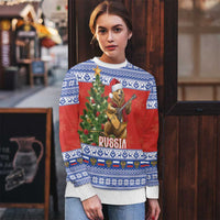 Russia Christmas Ugly Christmas Sweater Brown Bear Playing Balalaika - Wonder Print Shop