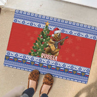 Russia Christmas Rubber Doormat Brown Bear Playing Balalaika - Wonder Print Shop