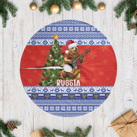 Russia Christmas Tree Skirt Brown Bear Playing Balalaika - Wonder Print Shop