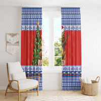 Russia Christmas Window Curtain Brown Bear Playing Balalaika - Wonder Print Shop