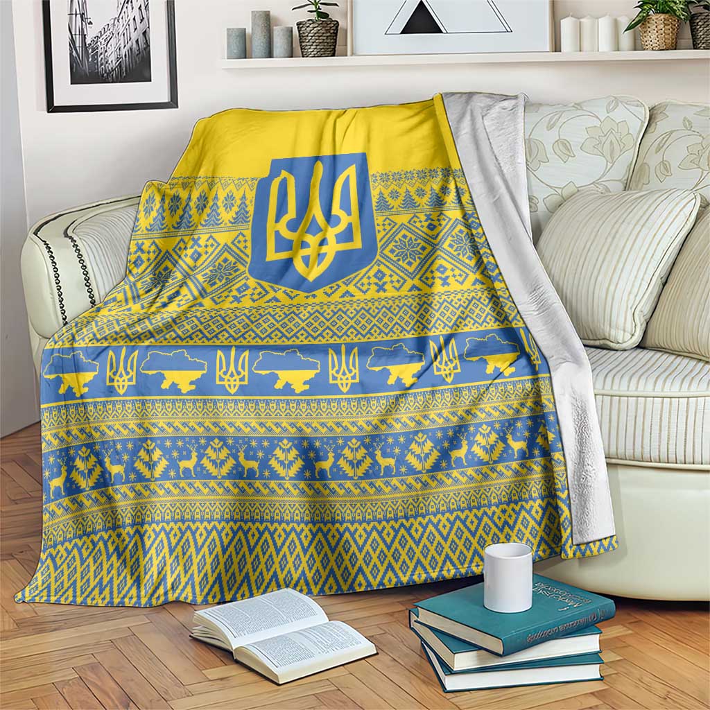 Ukraine Trident Christmas Blanket Vyshyvanka Patterns - Wonder Print Shop